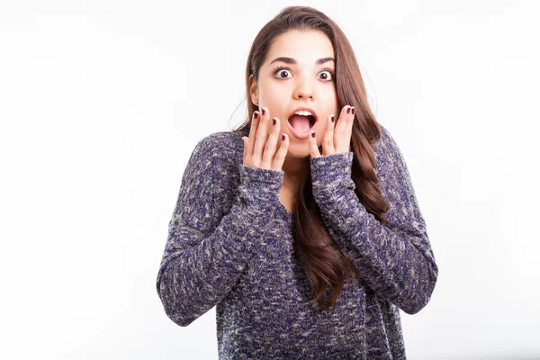 Girl with her mouth — Stock Photo, Image