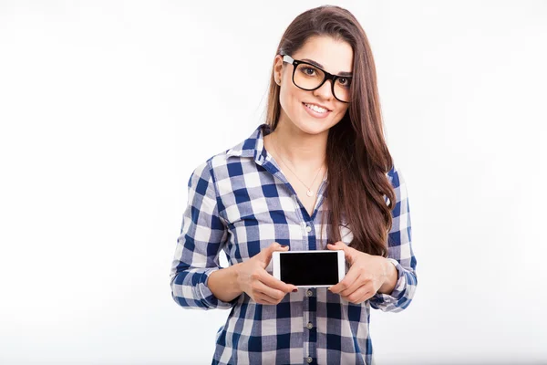 Woman showing the screen — Stock Photo, Image