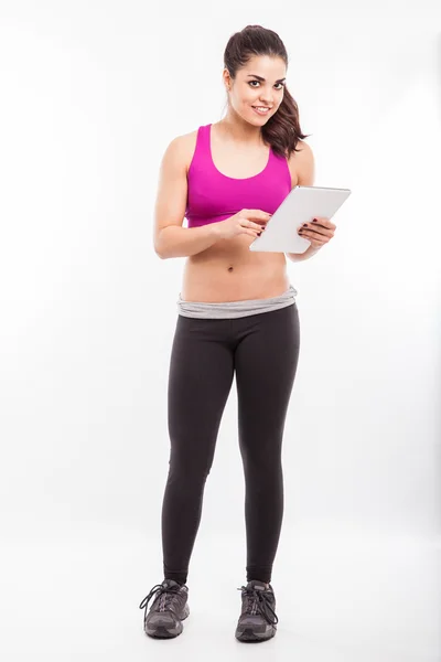 Trainer met behulp van een tablet pc — Stockfoto