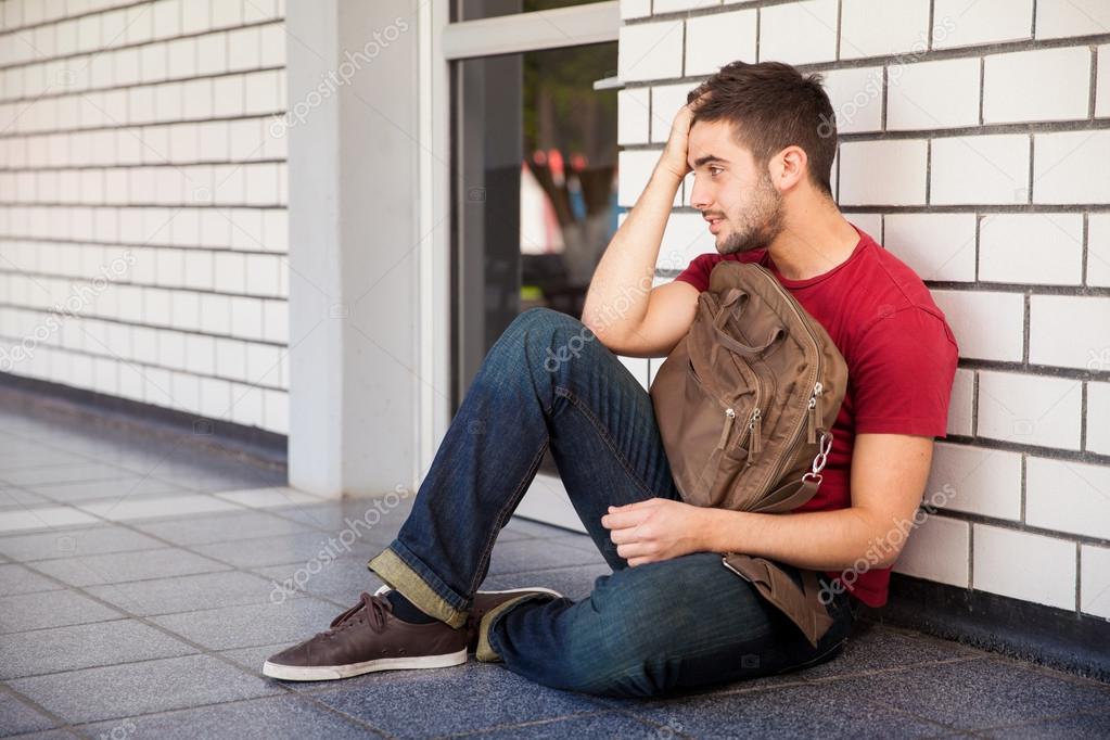 Student sitting outside