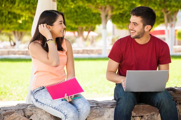Student talking with a boy — Stock Photo, Image