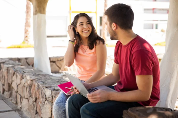 Student flirting and talking — Stock Photo, Image