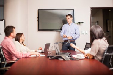 Man giving a sales pitch