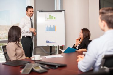 man giving a sales pitch