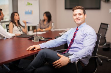 lawyer sitting in a meeting room