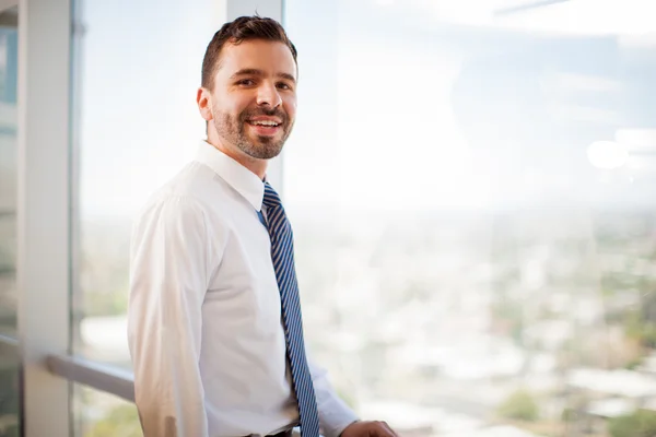 Empresário vestindo uma gravata sorrindo — Fotografia de Stock