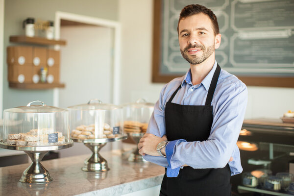 business owner wearing an apron