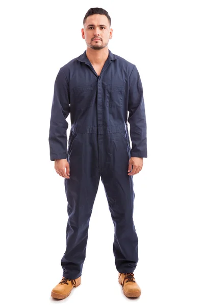 Y man wearing overalls for work — Stock Photo, Image