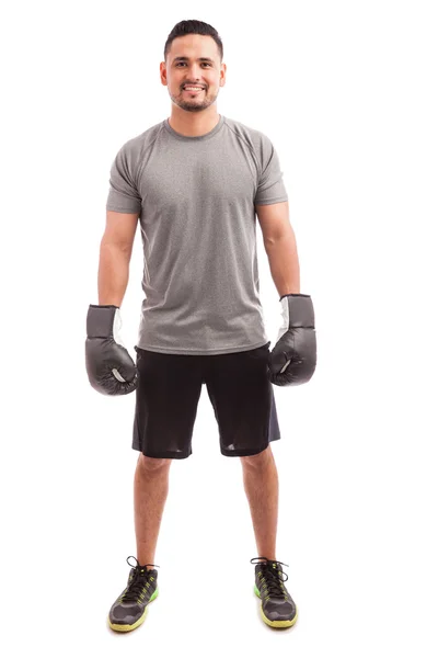 Man wearing boxing gloves — Stock Photo, Image