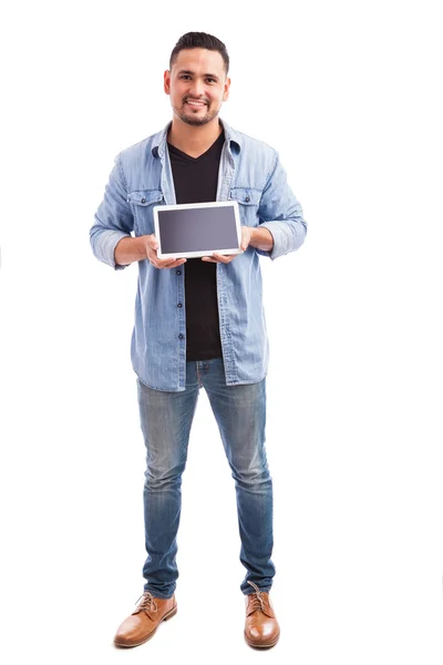 Guy holding a tablet computer — Stock Photo, Image