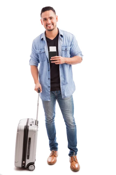 Guy carrying a suitcase — Stock Photo, Image