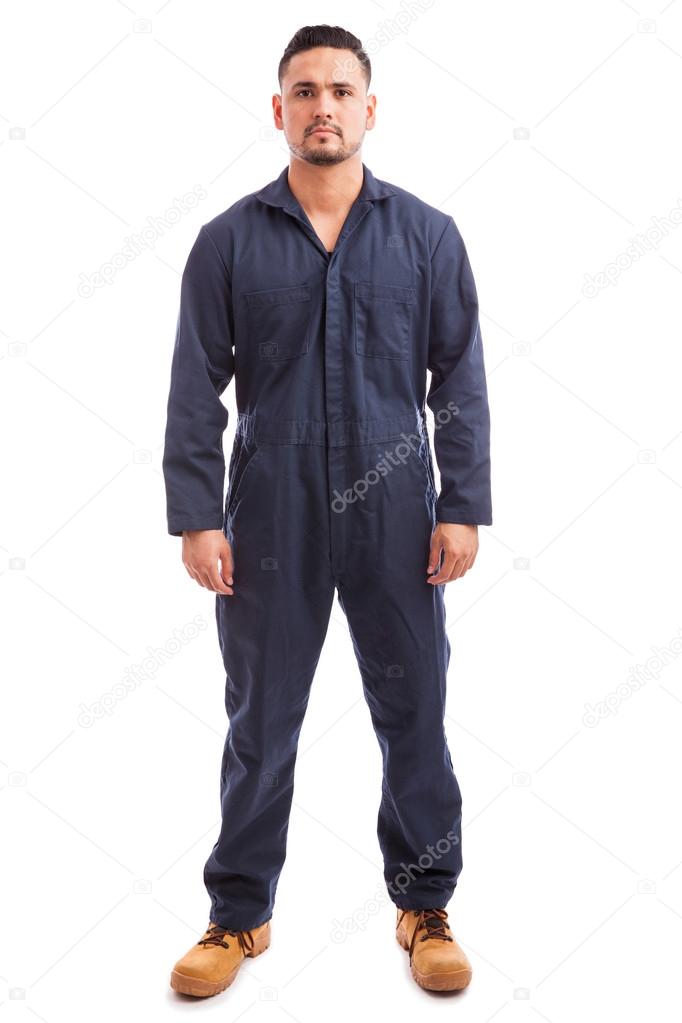 Y man wearing overalls for work