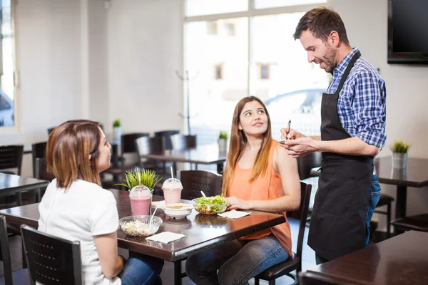 Waiter checking how things are going — Stock Photo, Image