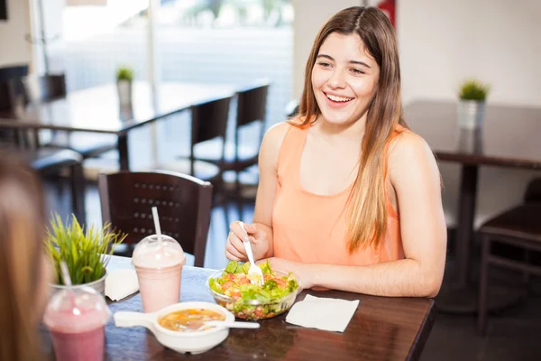 Woman having lunch — Stock Photo, Image