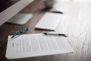 legal document and a computer