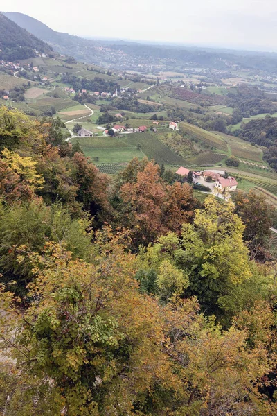 Вид Сверху Горную Местную Деревню Осень — стоковое фото