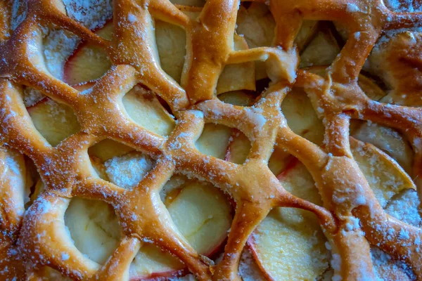 Vue Dessus Une Tarte Automne Aux Pommes — Photo