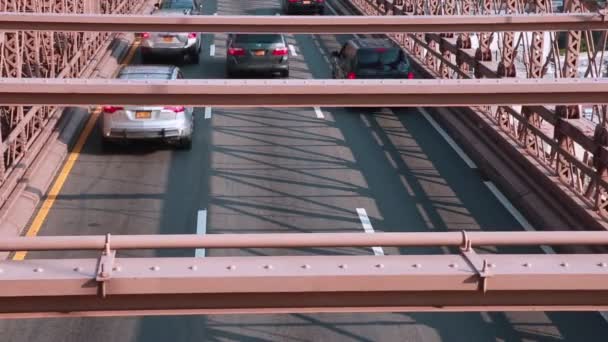 New York September 2018 Verkeer Brooklyn Bridge — Stockvideo