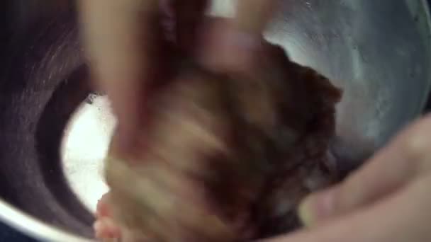 Main Femme Prépare Viande Hachée Pour Cuisson — Video