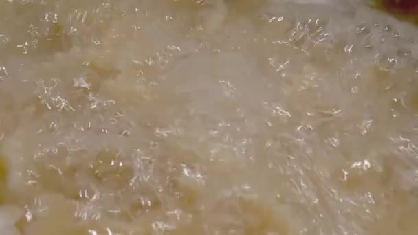 Close-up op een kokende pot pasta. — Stockvideo