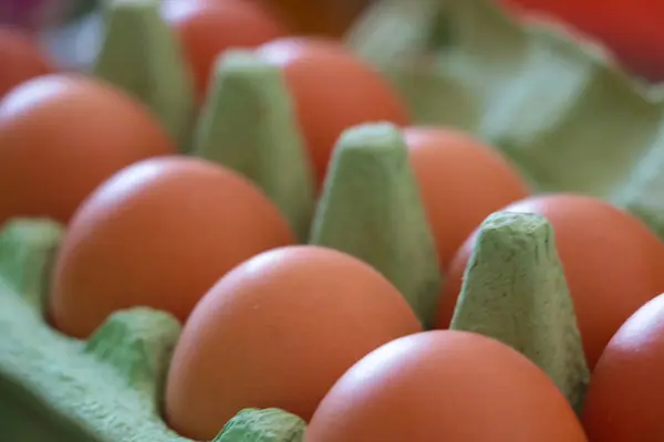 Hay Huevos Amarillos Caja Cartón — Foto de Stock