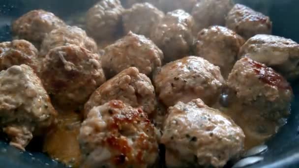 Fry Pieces Minced Meat Pan — Stock Video