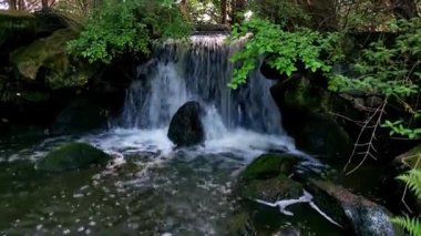 Small waterfall in the park on a sunny summer day