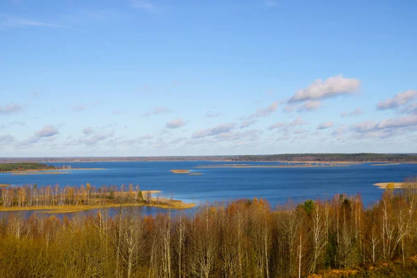 Вид Сверху Озеро Красивый Осенний Лес — стоковое фото