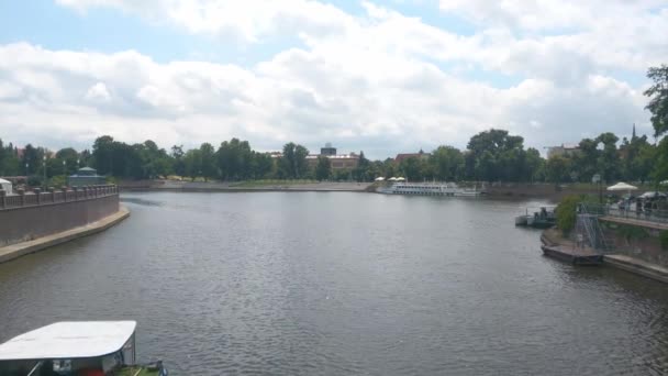 Breslavia Polonia Maggio 2021 Vista Dall Alto Veliero Sul Fiume — Video Stock