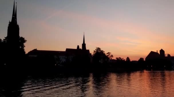 Breslau Polen Mai 2021 Malerischer Sonnenuntergang Der Stadt — Stockvideo