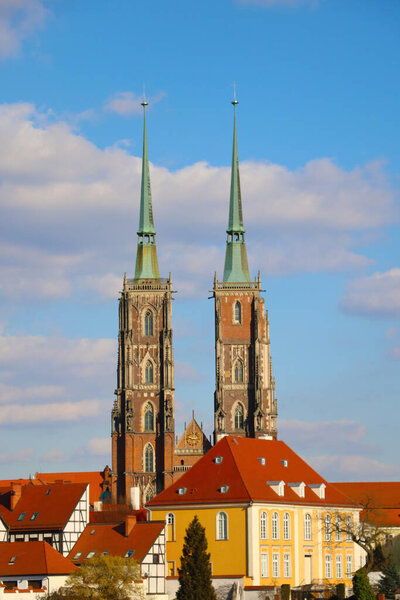 Wroclaw, Poland, May 2, 2021: View of the old Cathedral in Wroclaw