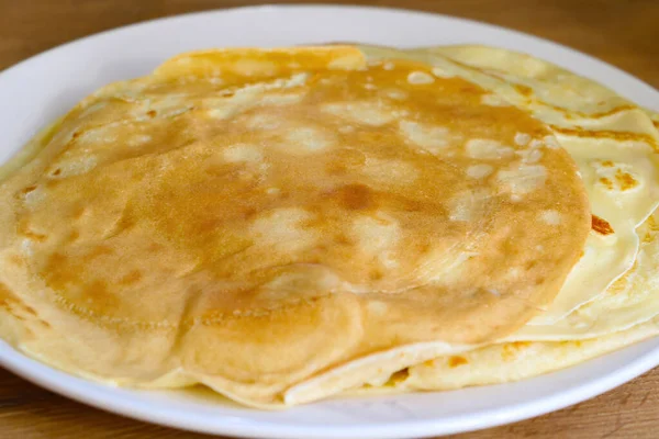 View Plate Baked Homemade Pancakes — Stock Photo, Image