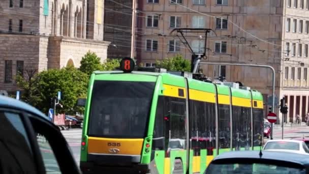 Poznan Polonya Ağustos 2021 Çevre Dostu Ulaşım Tramvayı Modern Bir — Stok video