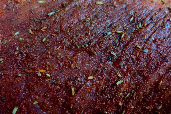 Close Red Seasoned Meat Baking —  Fotos de Stock