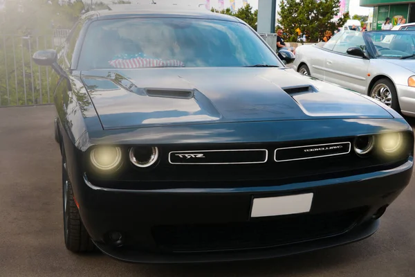Wroclaw Poland August 2021 Beautiful Black Dodge Challenger — Stock Photo, Image