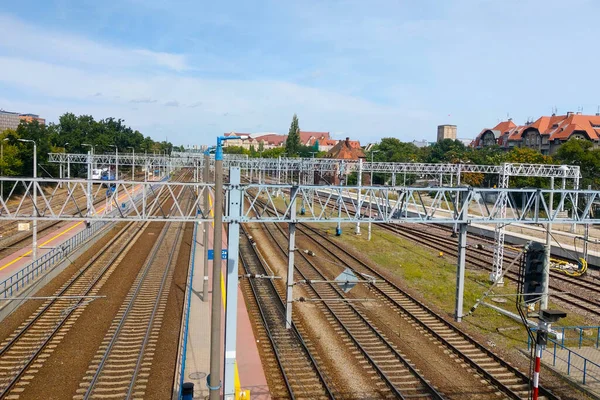 Poznan Polsko Září 2021 Pohled Železniční Tratě — Stock fotografie