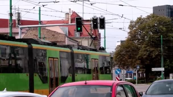 Poznan Polônia Agosto 2021 Moderno Bonde Transporte Limpo — Vídeo de Stock