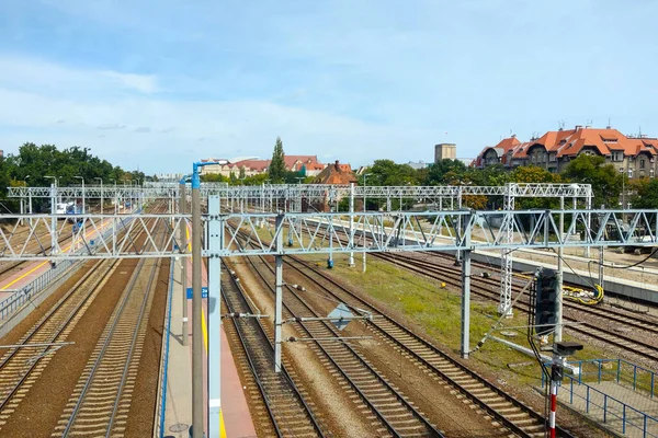 Vratislav Polsko Srpna 2021 Pohled Železniční Tratě Městě Poznaň — Stock fotografie