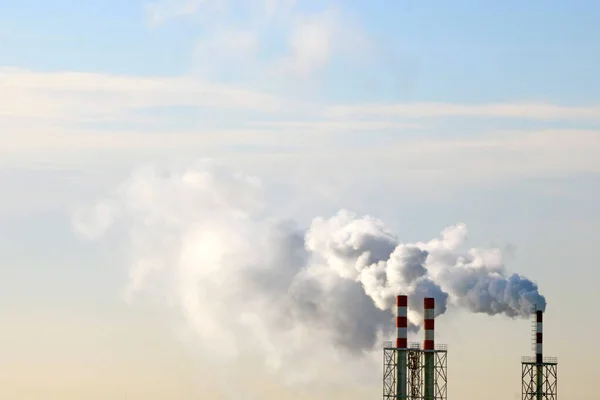 Thick Smoke Comes Production Pipe — Stock Photo, Image