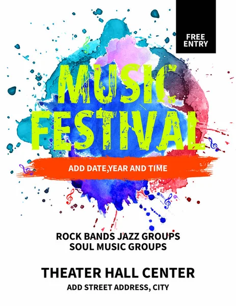 Festival Musica Poster Design — Vettoriale Stock