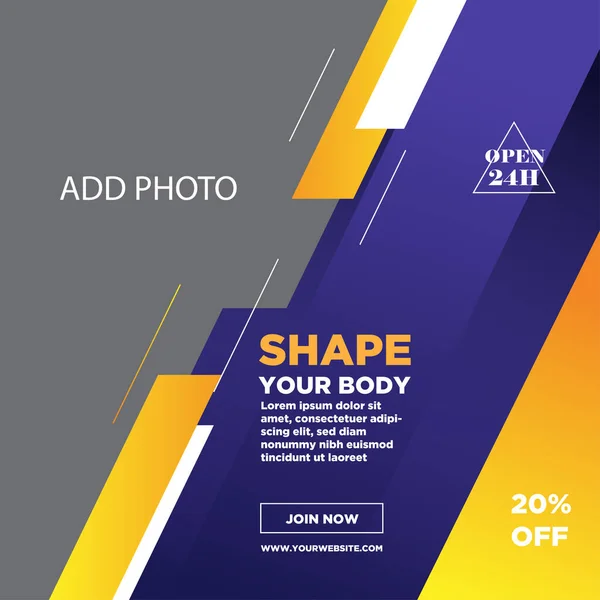 Creative Gym Poster Flyer Social Media Post Web Banner Template — Stock Vector