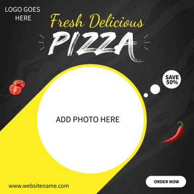 fast food pizza sosyal medya broşür tasarımı