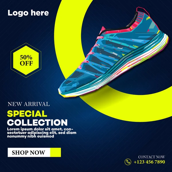 Sport Store Web Banner Social Media Post Template Design — Vector de stock