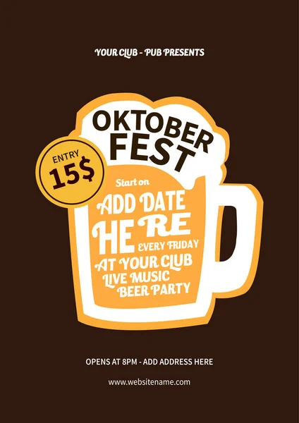 Oktober Fest Poster Flyer Social Media Post Template Design — Stock Vector