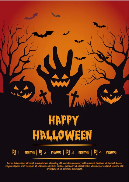 Griezelige Halloween Poster Flyer Sociale Media Post Party Template Ontwerp — Stockvector