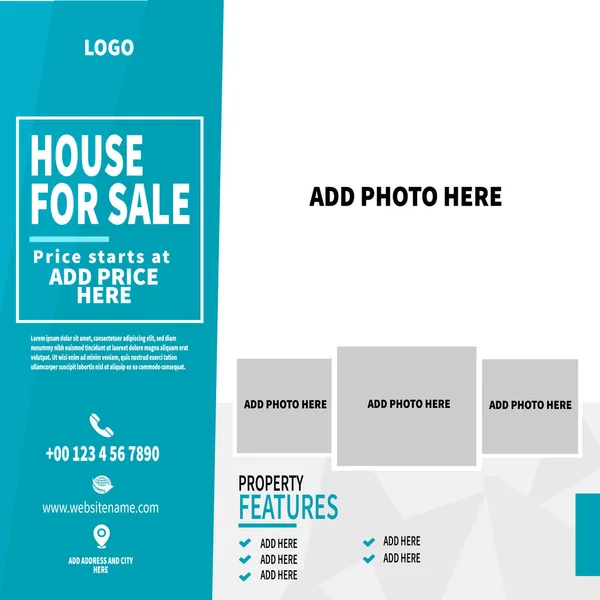 Immobilien Haus Verkauf Web Banner Social Media Post Flyer Vorlage — Stockvektor