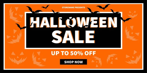 Halloween Discount Vente Bannière Web Médias Sociaux Post Flyer Template — Image vectorielle