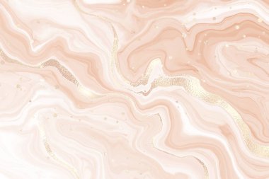 Soyut allık sıvısı mermer ya da parlak folyo desenli şeritli suluboya arka plan. Pastel mermer mürekkep çizim efekti. Düğün davetiyesi için vektör illüstrasyon tasarım şablonu