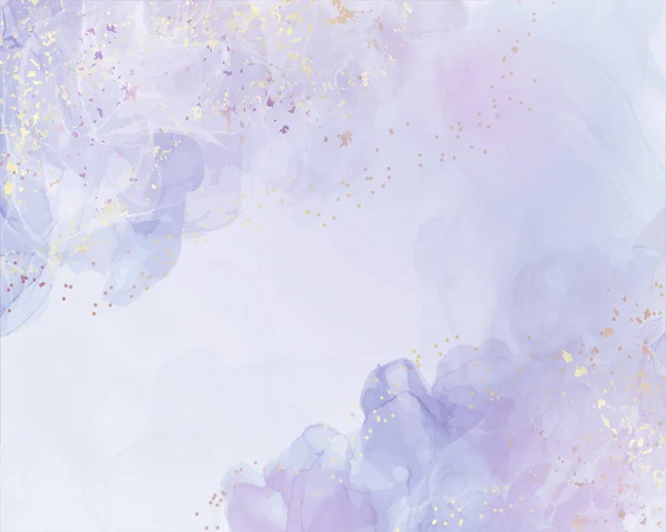 Абстрактно пыльный фиолетовый жидкий акварельный фон с золотистым блеском. Эффект рисования чернил из пастельного мрамора. Векторная иллюстрация абстрактного стильного геодного фона — стоковый вектор