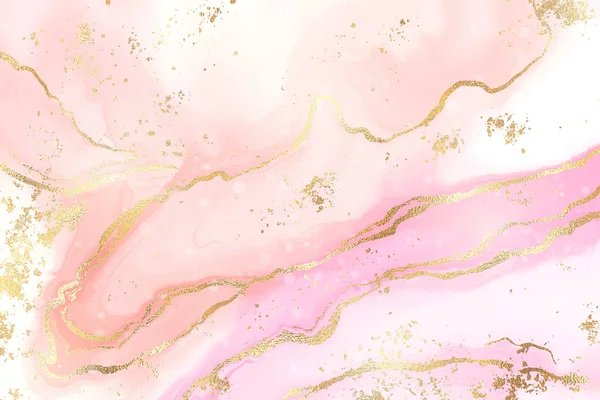 Градиентный розовый жидкий мрамор или акварельный фон с блестящими полосами из фольги. Эффект рисования розовыми мраморными чернилами. Векторный шаблон оформления иллюстраций для свадебного приглашения — стоковый вектор